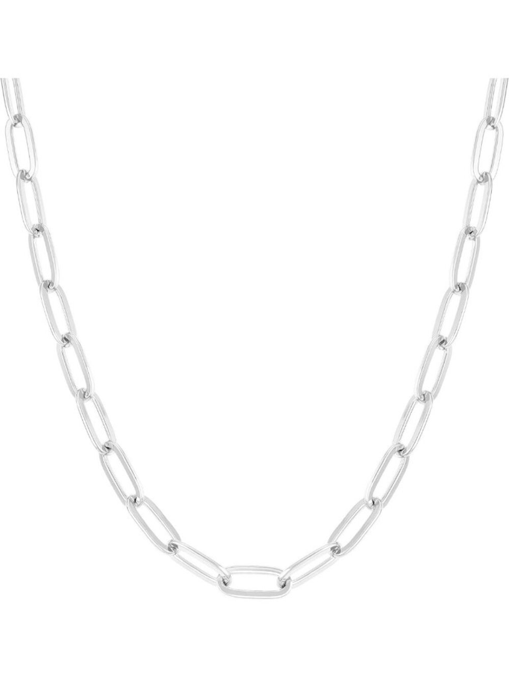 925 Sterling Silver Paperclip Chain Necklace for Women & Men - Diamond Cut